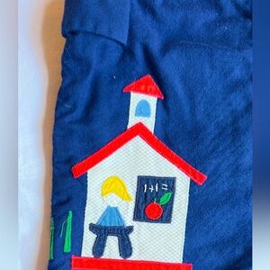 1960s Vintage Blue Schoolhouse Themed Romper.